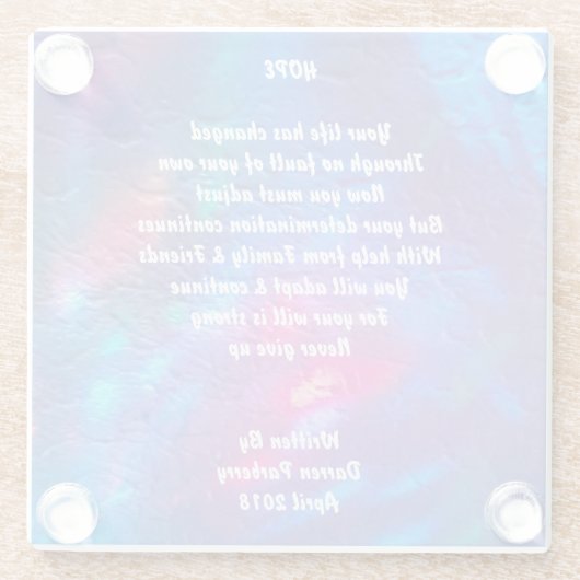 Gedicht "Hoffnung" - Untersetzer (Rückseite)