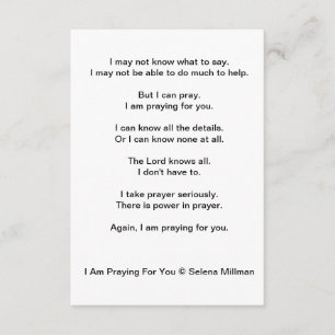 Gedicht "Ich bete für dich" Begleitkarte