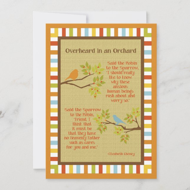 Gedicht "In einem Obstgarten Gehört" (Robin und Sp (Vorderseite)