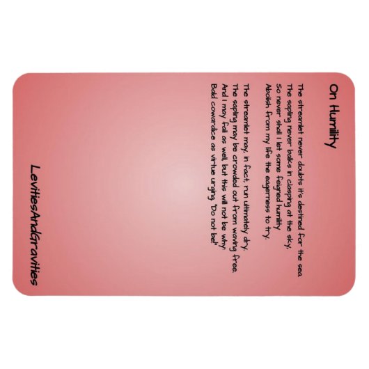 Gedicht Kitchen Magnet - Auf Demut (Horizontal)