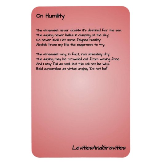 Gedicht Kitchen Magnet - Auf Demut (Vertikal)