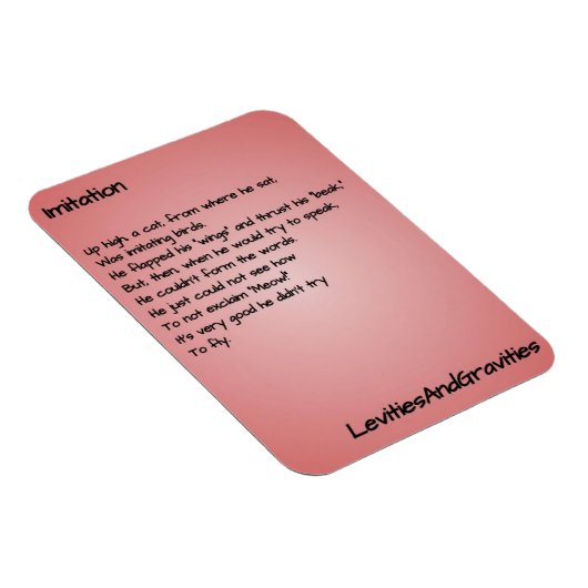 Gedicht Kitchen Magnet - Nachahmung (Rechte Seite)