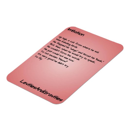 Gedicht Kitchen Magnet - Nachahmung (Linke Seite)