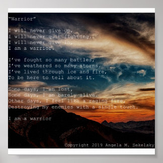 Gedicht "Krieger" von Angela M. Sekelsky Poster