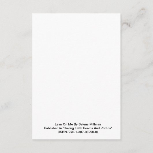 Gedicht "Lean On Me" Begleitkarte (Rückseite)