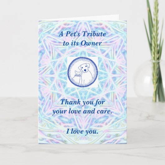 Gedicht: Liebe eines Haustiers für seinen Besitzer Karte (Vorderseite)