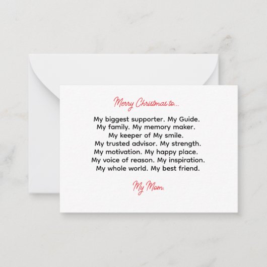 Gedicht Mutter Weihnachtskarte - Weihnachtskarte f Mitteilungskarte (Vorderseite)