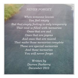 Gedicht "Niemals vergessen" - Glossy Poster