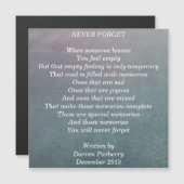 Gedicht "Niemals vergessen" - Magnetkarte (Vorne/Hinten)