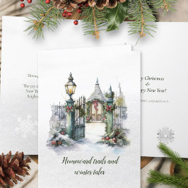 Gedicht Nordic Winter Green Red Snow Weihnachtsfes Feiertagskarte