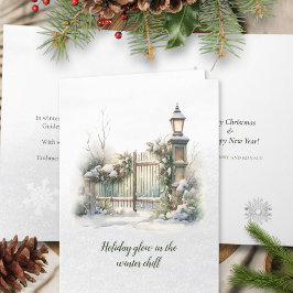 Gedicht Nordic Winter Green Red Snow Weihnachtsfes Feiertagskarte