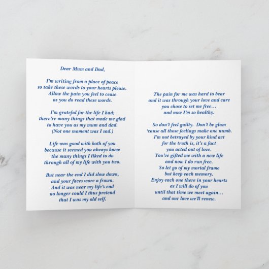 Gedicht: Pet Loss Beileid FL geklappt Karte (Innenseite)