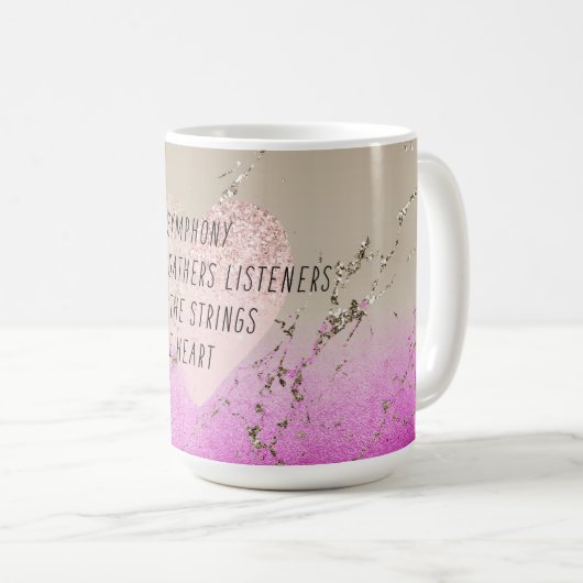 Gedicht "Pink Heart Strings" Kaffeetasse (VorderseiteRechts)