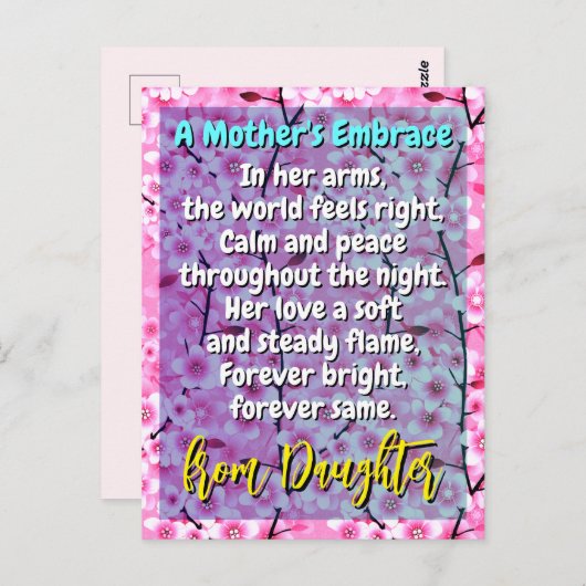 Gedicht "Sentimental Mama" | rosa Florenmeldung Postkarte (Vorne/Hinten)