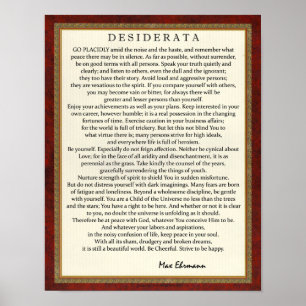 Gedicht "Traditioneller Stil" von Max Ehrmann Poster