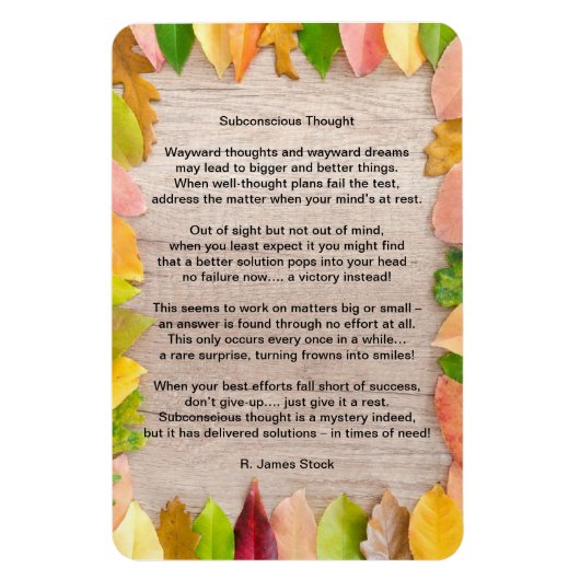 Gedicht "Unterbewusstes Denken" auf dem Flex 4"x6" Magnet (Vertikal)