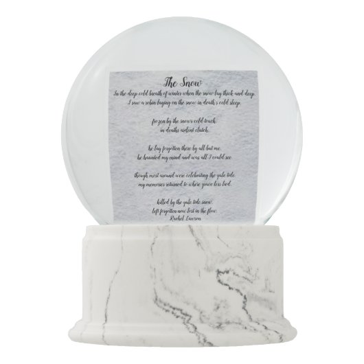 Gedicht von mir Der Schnee Schneekugel (Vorderseite)