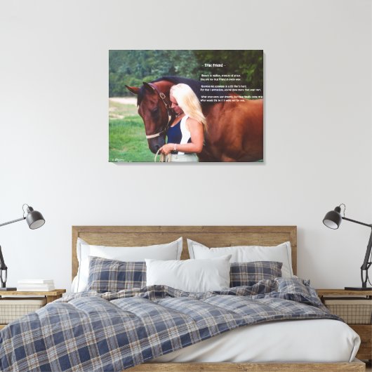 Gedicht von Pferden Freund Stretched Canvas Print Leinwanddruck (Insitu (Schlafzimmer))