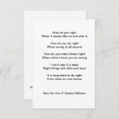 Gedicht "Wie geht es dir" Begleitkarte (Vorne/Hinten)