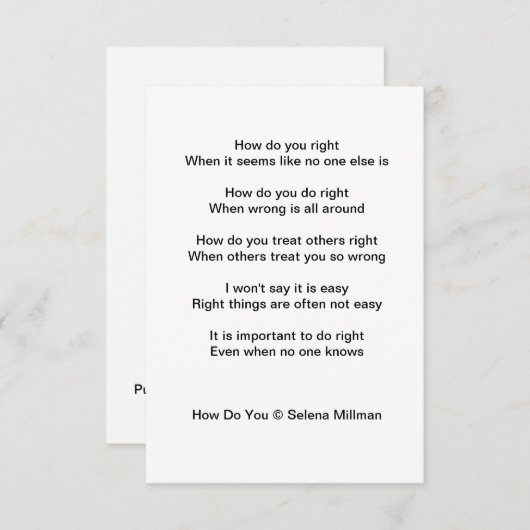 Gedicht "Wie geht es dir" Begleitkarte (Vorne/Hinten)