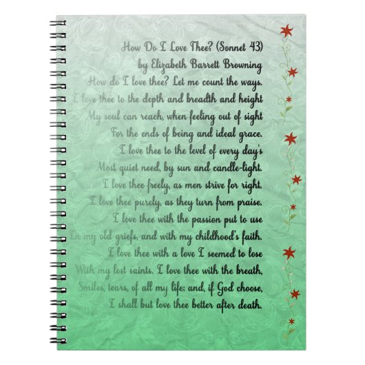 Gedicht, wie i-Liebe thee tun? Elizabeth-Bräunung Notizblock (Vorderseite)