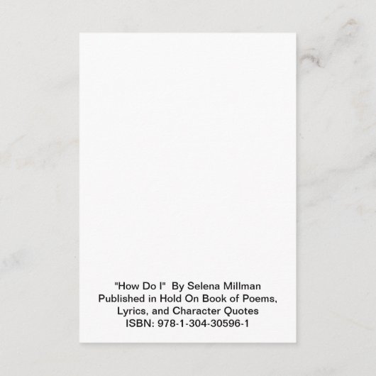 Gedicht "Wie mache ich" Begleitkarte (Rückseite)