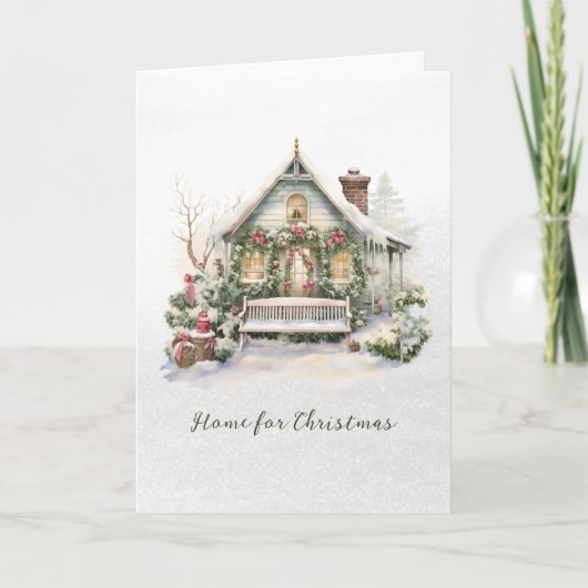 Gedicht Winter Szene Snowflakes Grüne Weihnachten (Vorderseite)