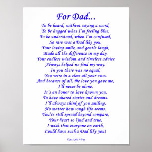 Gedicht zum Gedenken an Papa Poster