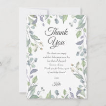 Gedicht zur Dankeskarte für Baby Shower mit Fliede