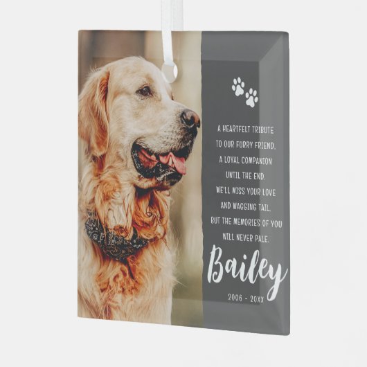 Gedicht zur Erinnerung an Begleiter Modernes, einf Ornament Aus Glas (Vorderseite links)