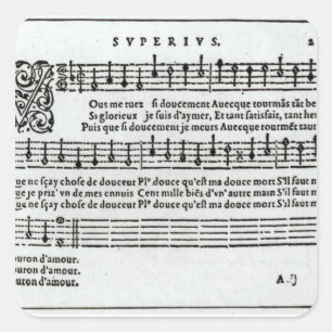 Gedicht zur Musik durch Jean Antoine de Baif Quadratischer Aufkleber