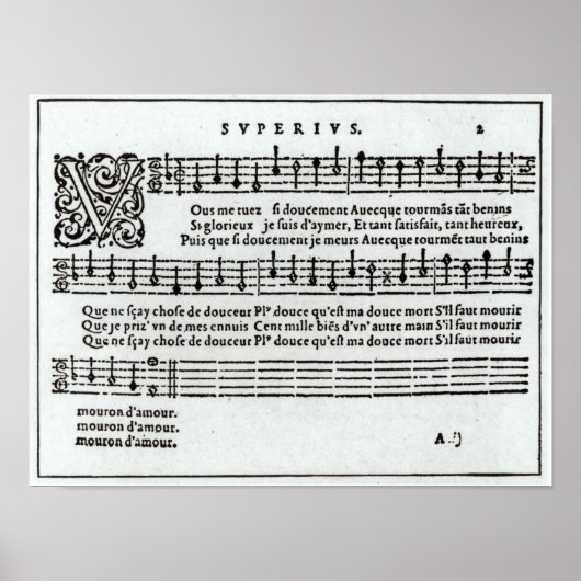 Gedicht zur Musik von Jean Antoine de Baif Poster (Vorne)