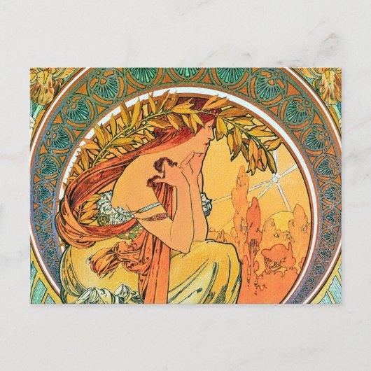 Gedichte aus der Serie "The Arts" von Mucha Postkarte (Vorderseite)