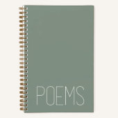 "Gedichte" Minimalistisches "grünes Gedicht" Notizblock (Vorderseite)