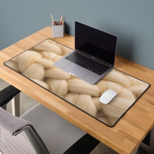 Gediegene Grobstrick-Strickware Elfenbein-Wolltext Schreibtischunterlage (Büro 2)