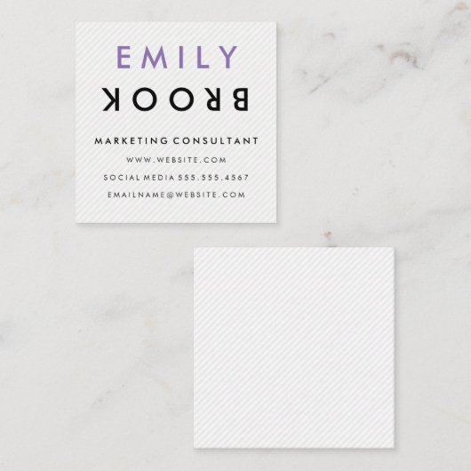 Gedreht Wörter | Modern | Zig Zap Muster Quadratische Visitenkarte (Vorne/Hinten)