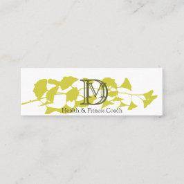 Gedruckt auf Luxe Goldginkgo-Blatt-Monogramm-Weiß Mini Visitenkarte