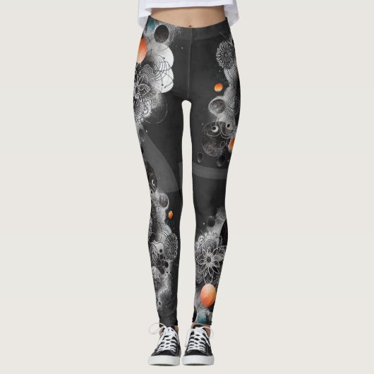 Gedruckt "Geometric Grid Funk" Leggings (Vorderseite)