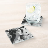 Gedruckt Glasuntersetzer (Schrägansicht)