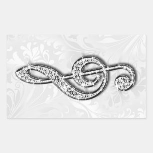 Gedruckte Diamant-Musiknote Floraler Damast Rechteckiger Aufkleber