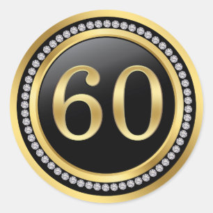 Gedruckte Diamanten 60. Hochzeitstag Runder Aufkleber