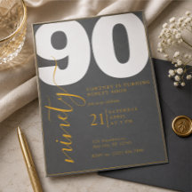 Gedruckte elegante 90. Geburtstagseinladung