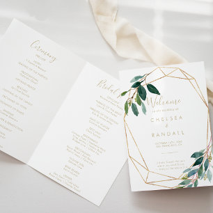 Gedruckte Eukalyptus-Hochzeit mit geometrischem Ch Programm