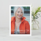 Gedruckte Feier des Lebens Elegance Foto Einladung (Stehend Vorderseite)