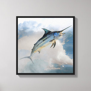 Gedruckte Leinwand mit springendem Marlin