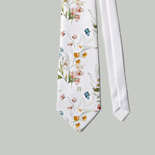 Gedruckte Monogramm über farbenfrohe florale Still Krawatte