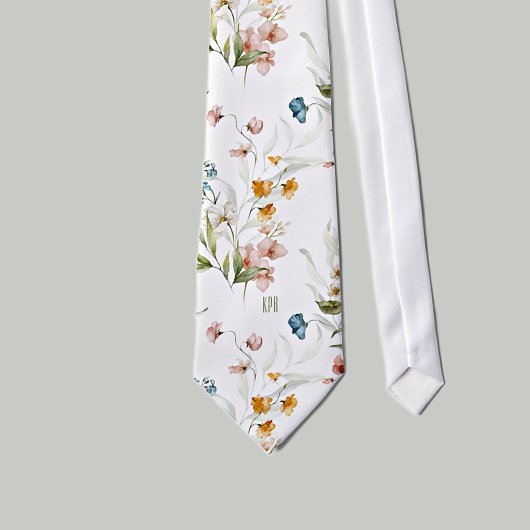 Gedruckte Monogramm über farbenfrohe florale Still Krawatte