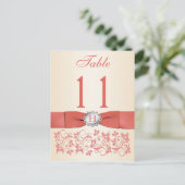 GEDRUCKTE RIBBON-Koralle, Champagner-Tischnummer Postkarte (Stehend Vorderseite)