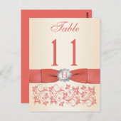 GEDRUCKTE RIBBON-Koralle, Champagner-Tischnummer Postkarte (Vorne/Hinten)