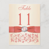 GEDRUCKTE RIBBON-Koralle, Champagner-Tischnummer Postkarte (Vorderseite)